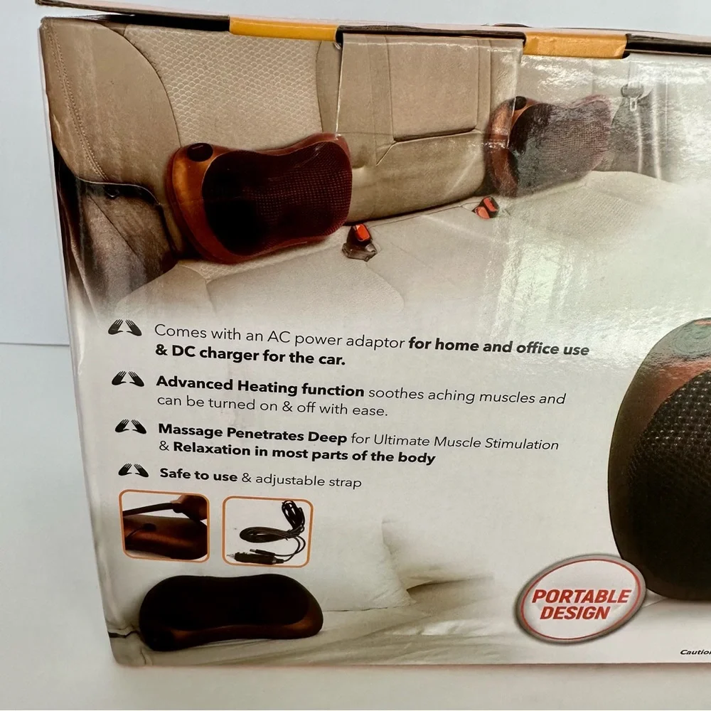 Eternal Lifestyle Shiatsu Massage Pillow Heated Neck Back Massager AC & Car